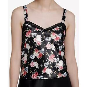 Hot Topic Skull & Flowers Satin & Lace Girls Strappy Tank Top – Size Large
